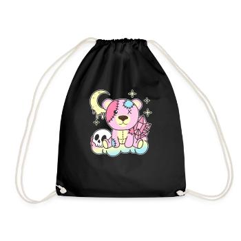 Kawaii Gothic Bear Pastel Gothic Goth - Drawstring Bag - black - Front