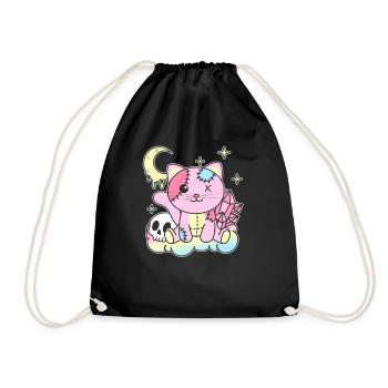 Kawaii Gothic Cat Pastel Gothic Goth - Drawstring Bag - black - Front