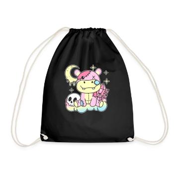 Kawaii Gothic Hippo Pastel Gothic Goth - Drawstring Bag - black - Front