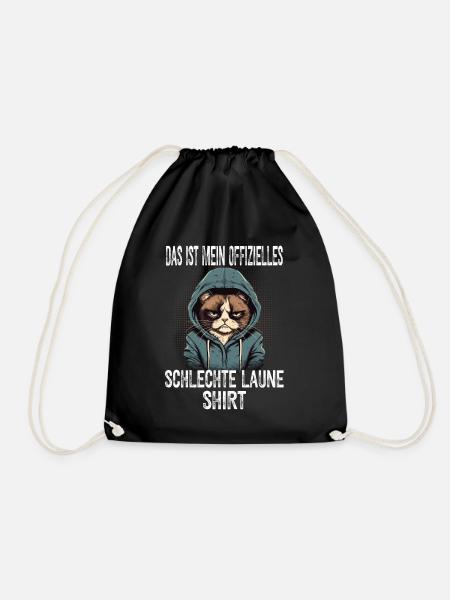 Lustiger Spruch Katze Sarkasmus Schlechte Laune - Turnbeutel - Schwarz