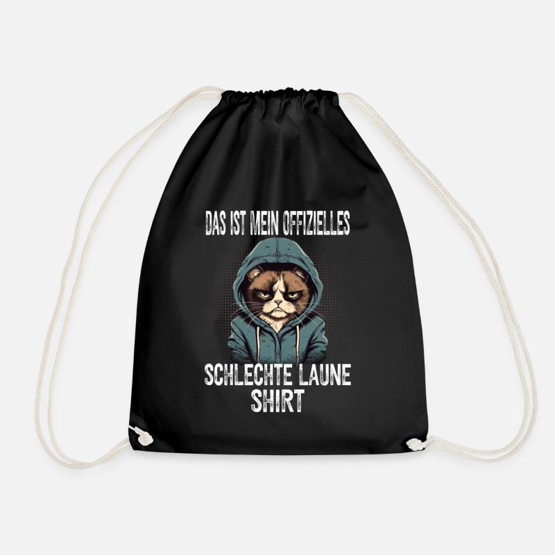 Lustiger Spruch Katze Sarkasmus Schlechte Laune - Turnbeutel - Schwarz