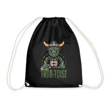 Thor-Toise Tortue Viking Reptile nordique - Sac de sport léger - noir - Devant