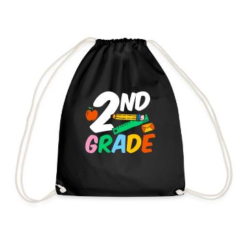Second Grade Second Grader Teacher Student School - Drawstring Bag - black - Front
