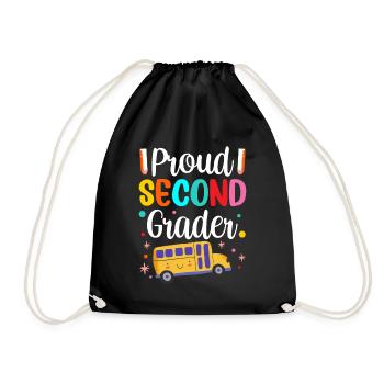Proud Second Grader Teacher School Second Grade - Drawstring Bag - black - Front