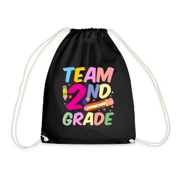 Team Second Grade Teacher Second Grader School - Drawstring Bag - black - Front