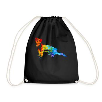Weasel Splash Art Ferret Animal - Drawstring Bag - black - Front