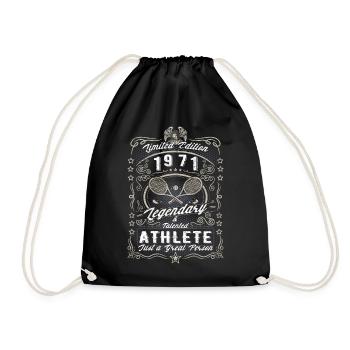 Vintage 1971 Tennis Birthday Gift Hobby - Drawstring Bag - black - Front