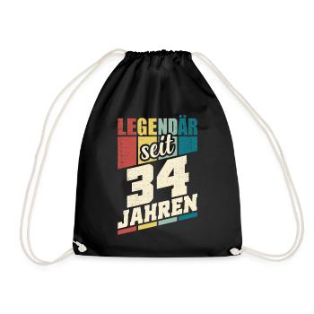 34. Geburtstag Legendär Seit 34 Jahren Legende 34 - Turnbeutel - Schwarz - Vorne