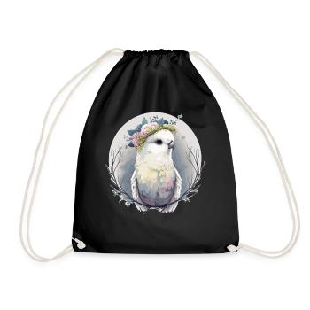 Watercolor White Parakeet Budgie Bird Flower Crown - Turnbeutel - Schwarz - Vorne