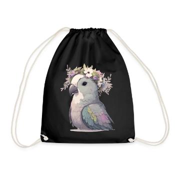 Mignon moine perruche perroquet perroquet oiseau fleur couronne - Sac de sport léger - noir - Devant