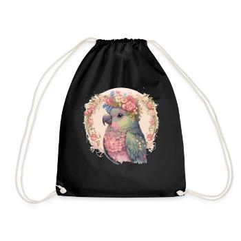 Mignon Pionus Perroquet Oiseau Fleur Couronne Oiseaux de compagnie - Sac de sport léger - noir - Devant