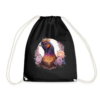 Pastel Watercolor Pheasant Bird Flower Crown Pet B - Turnbeutel - Schwarz - Vorne