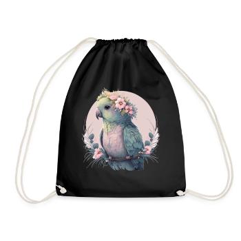 Cute Parakeet Budgie Bird Flower Crown Pet Birds - Turnbeutel - Schwarz - Vorne