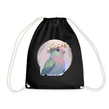 Mignon perroquet Perruche Oiseau Fleur Couronne Oiseau - Sac de sport léger - noir - Devant