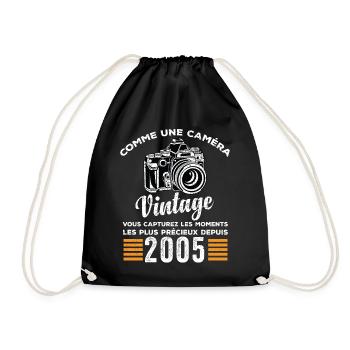 Caméra vintage 2005 cadeau anniversaire humour - Sac de sport léger - noir - Devant
