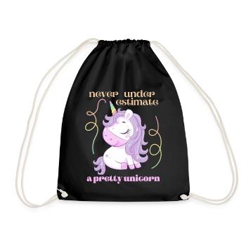 Lustiger Einhorn Spruch, Kawaii Unicorn Comic - Turnbeutel - Schwarz - Vorne