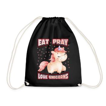 Lustiger Einhorn Spruch, Kawaii Unicorn Comic - Turnbeutel - Schwarz - Vorne