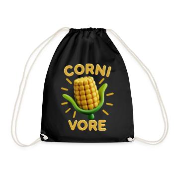 Maiskolben, 3d, Mais lustiger Spruch Pun Cornivore - Turnbeutel - Schwarz - Vorne