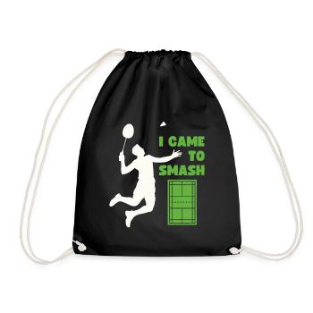 Federball Spruch, Federballspiel, Badminton Game - Turnbeutel - Schwarz - Vorne
