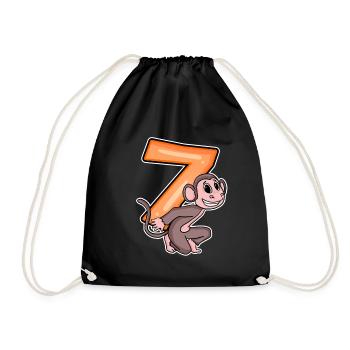 7 birthday 7 years old with animal motif - seven - Drawstring Bag - black - Front
