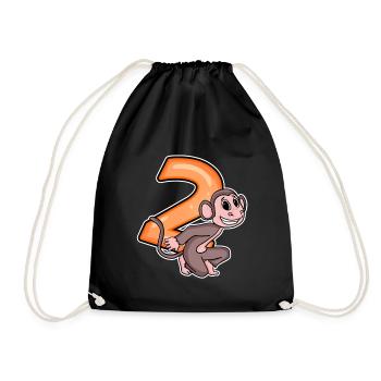 2 birthday 2 years old with animal motif - two - Drawstring Bag - black - Front