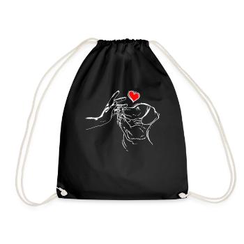Joli cœur de chien se tenant la main avec un teckel - Sac de sport léger - noir - Devant