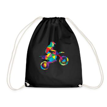 Motocross Polygon Dirt Bike - Drawstring Bag - black - Front