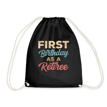 First birthday as a pensioner pensioner pregnant - Drawstring Bag - black - Front