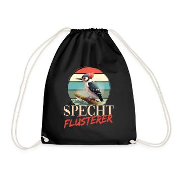 Specht Flüsterer Buntspecht Vogel - Turnbeutel - Schwarz - Vorne
