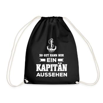 Kapitän Segeln Segelboot Schiff Motorboot Geschenk - Turnbeutel - Schwarz - Vorne