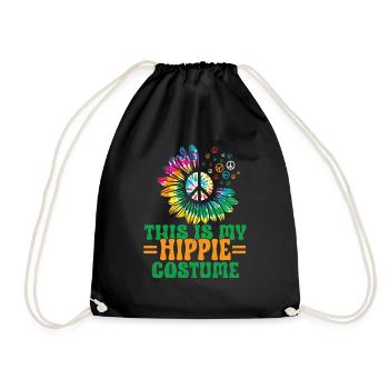 Hippie Peace Zeichen Frieden Blumen Blumenkind - Turnbeutel - Schwarz - Vorne