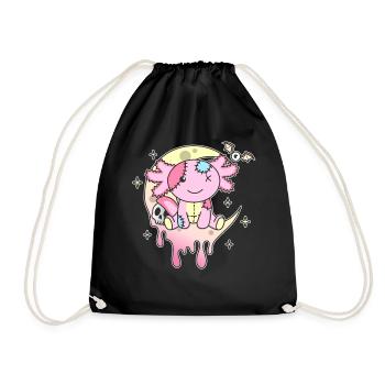 Kawaii Gothic Axolotl Pastel Gothic Goth - Drawstring Bag - black - Front