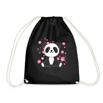 Panda cute animals for kids kawaii - Drawstring Bag - black - Front