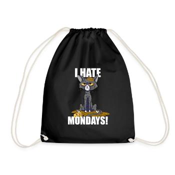 Cat i hate mondays funny monday saying - Drawstring Bag - black - Front