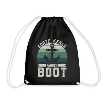 Retro Echte Kerle fahren Boot - Anker Skipper - Turnbeutel - Schwarz - Vorne