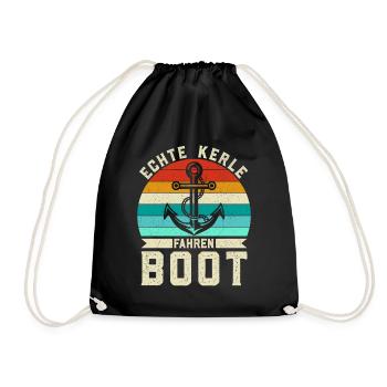 Retro Echte Kerle fahren Boot - Anker Skipper - Turnbeutel - Schwarz - Vorne