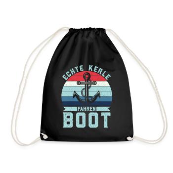 Retro Echte Kerle fahren Boot - Anker Skipper - Turnbeutel - Schwarz - Vorne