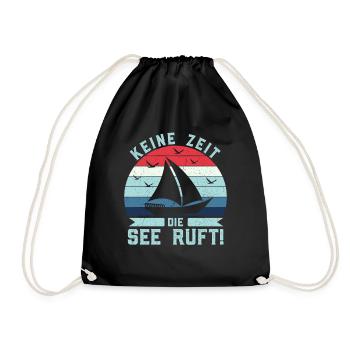 Retro Keine Zeit Die See ruft! - Boot Skipper - Turnbeutel - Schwarz - Vorne