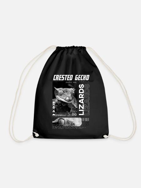 Crested Gecko Modern Streetwear Reptilienpfleger - Turnbeutel - Schwarz