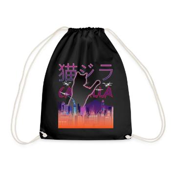 Cat Catzilla Esthétique Rétro Japonaise - Sac de sport léger - noir - Devant