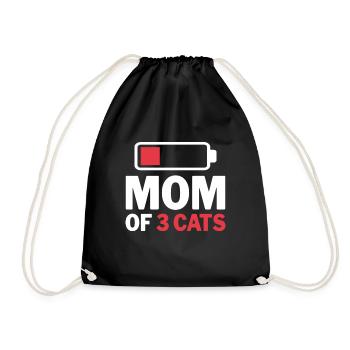 Mom of 3 Cats - Empty Battery Cat Mom - Drawstring Bag - black - Front