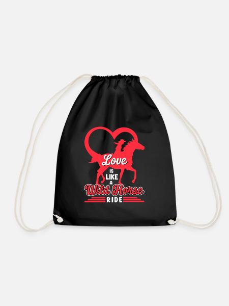 Valentinstag Pferd Reiten Liebe Pferd Silhouette - Turnbeutel - Schwarz
