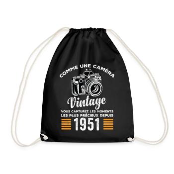 Caméra vintage 1951 cadeau anniversaire humour - Sac de sport léger - noir - Devant