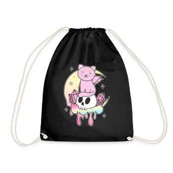 Kawaii Gothic Cat Pastel Gothic Goth - Drawstring Bag - black - Front