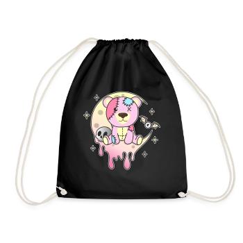 Kawaii Gothic Bear Pastel Gothic Goth - Drawstring Bag - black - Front