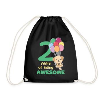 Labrador pour les enfants de 2e anniversaire de deux ans - Sac de sport léger - noir - Devant