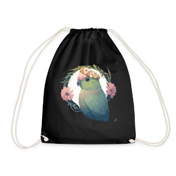 Watercolor Parrotlet Parakeet Bird Flower Crown Pe - Turnbeutel - Schwarz - Vorne