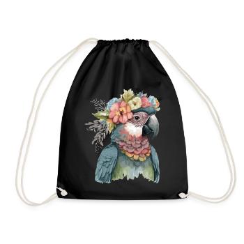 Cute Parrot Macaw Bird Flower Crown Pet Birds - Turnbeutel - Schwarz - Vorne
