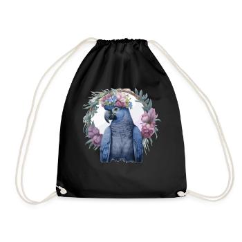 Aquarelle Jacinthe Ara Perroquet Oiseau Couronne Fleur - Sac de sport léger - noir - Devant