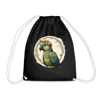Aquarelle Perroquet Hahn’s Macaw Bird Flower Crown P - Sac de sport léger - noir - Devant